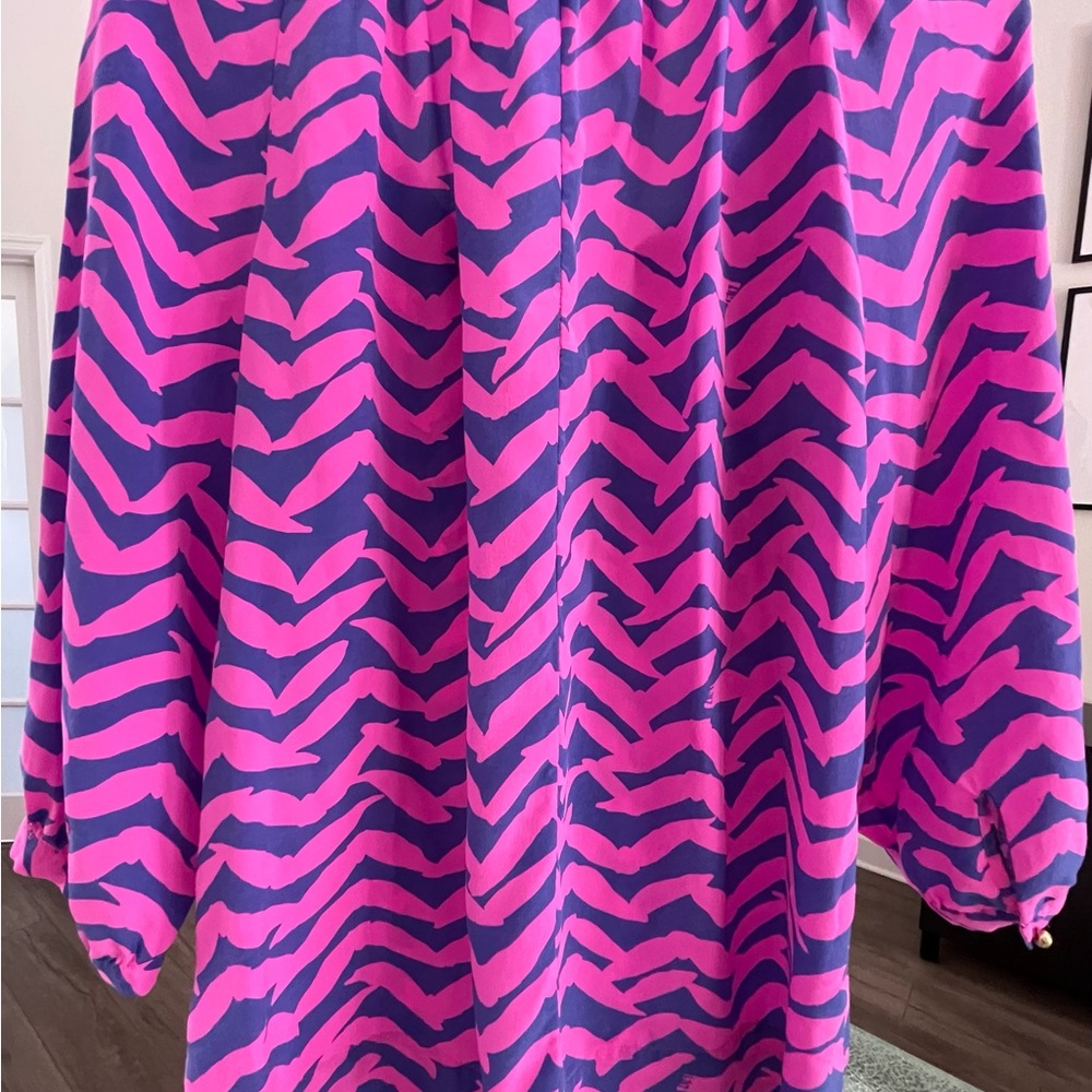 Lilly Pulitzer Pink and Purple Chevron Print Blouse - Picture 2 of 8